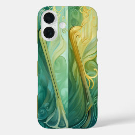 GRÜNE UND GELBLICHE IRISCHE ZELLENHARPEN iPhone 16 HÜLLE