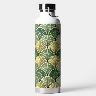 GRÜNE UND GOLD ART DECO-MUSTER TRINKFLASCHE