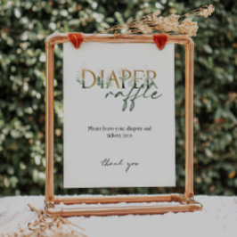 Grüne und Gold Baby Dusche Windeln Raffle Schild