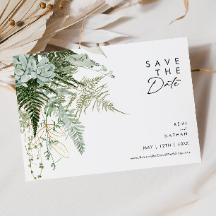 Grüne und Gold-Blätter-Script horizontal Save The Date