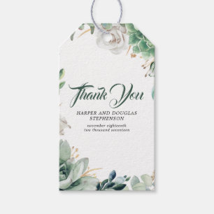 Grüne und Gold Elegante Botanische Hochzeit Geschenkanhänger