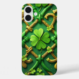 GRÜNE UND GOLD IRISH CELTIC-KLEEBLATT iPhone 16 PLUS HÜLLE