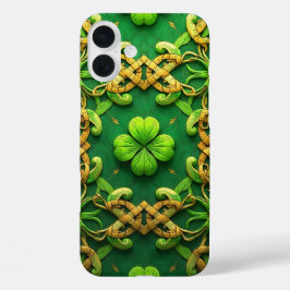 GRÜNE UND GOLD IRISH CELTIC-KLEEBLATT iPhone 16 PLUS HÜLLE
