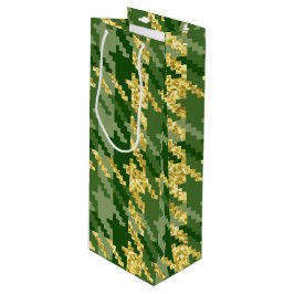 GRÜNE UND GOLD IRISH HAHNENTRITTMUSTER PATTERN GESCHENKTÜTE FÜR WEINFLASCHEN