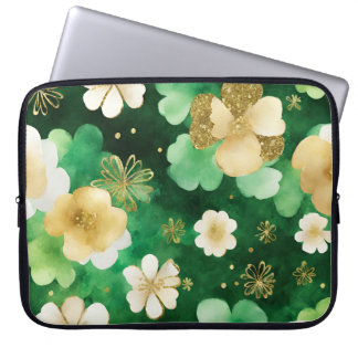 GRÜNE UND GOLD WATERCOLOR IRISH-KLEEBLATT LAPTOPSCHUTZHÜLLE