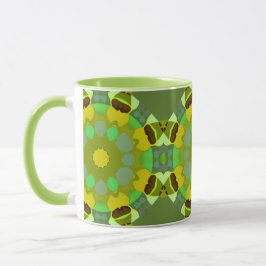 Grüne und goldene abstrakte Kaffeetasse
