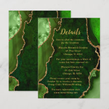 Grüne und goldene Achat Hochzeitsdetails