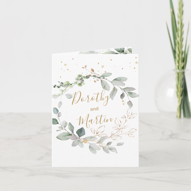 Grüne und goldene Blattpfade - Gedeckte Einladung (Vorderseite)