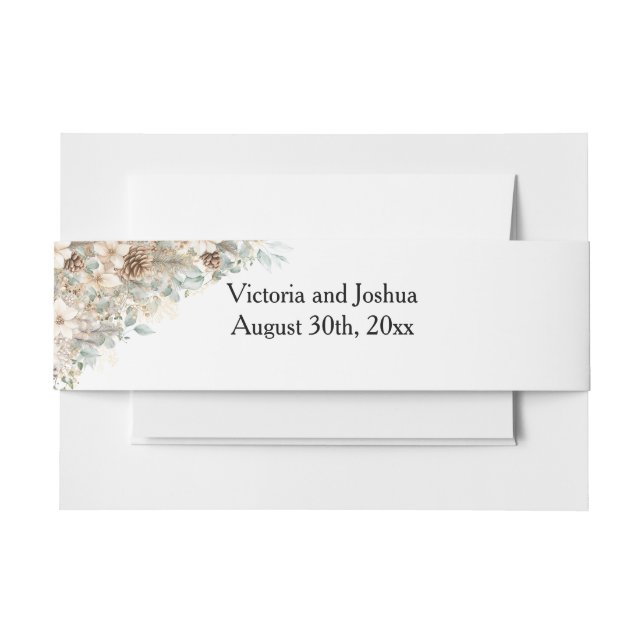 Grüne und goldene Blüten Einladungsbanderole (Vorderseite Beispiel)