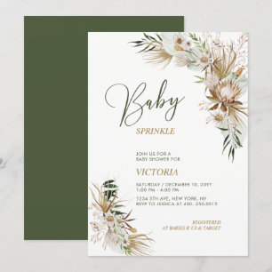 Grüne und goldene boho botanische Baby Sprinkle Ei Einladung