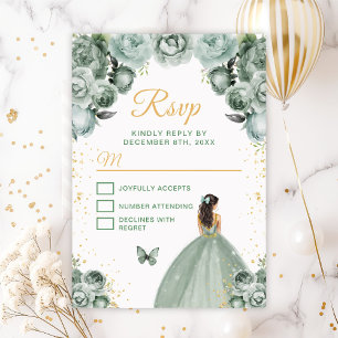 Grüne und Goldene Braunhaar-Prinzessin RSVP Karte