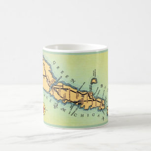 Grüne und goldene Door County Wisconsin Karte Kaffeetasse