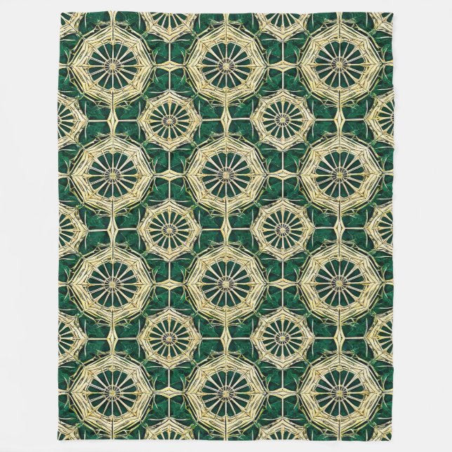Grüne und goldene elegante gemütliche Wohndekorati Fleecedecke (Vorderseite)