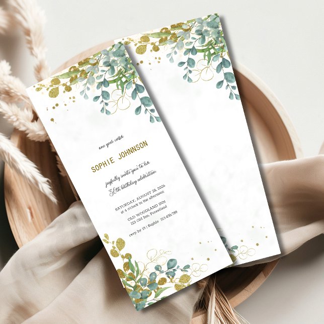Grüne und goldene Eukalyptusgeburt Einladung (Von Creator hochgeladen)