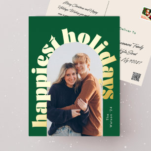 grüne und goldene fette Typografie oval Foto Weihn Folien Feiertagspostkarte