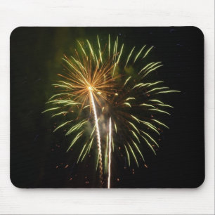 Grüne und goldene Feuerwerks-Feier zum Urlaub Mousepad