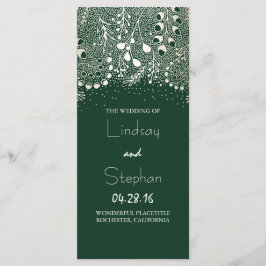 Grüne und goldene florale Hochzeitsprogramme Programm