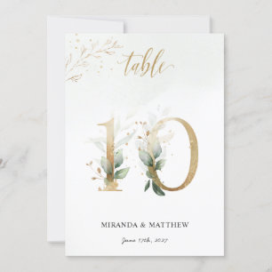 Grüne und goldene Folien, Größe 5" x 7" Tischnumme Einladung