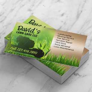 Grüne und goldene Gartenpflege und Landschaftsschu Visitenkarte