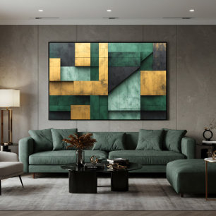 Grüne und goldene Geometrie Poster