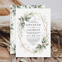 Grüne und goldene geometrische Hochzeit