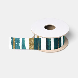 Grüne und goldene Glitzerstreifen Satinband