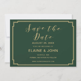 Grüne und goldene Hochzeit speichern Sie die Daten Save The Date