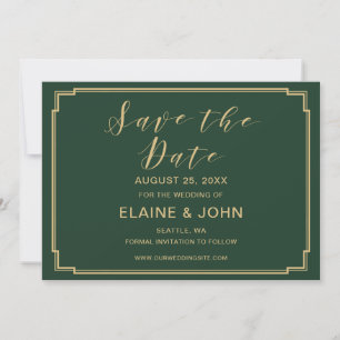 Grüne und goldene Hochzeit speichern Sie die Daten Save The Date