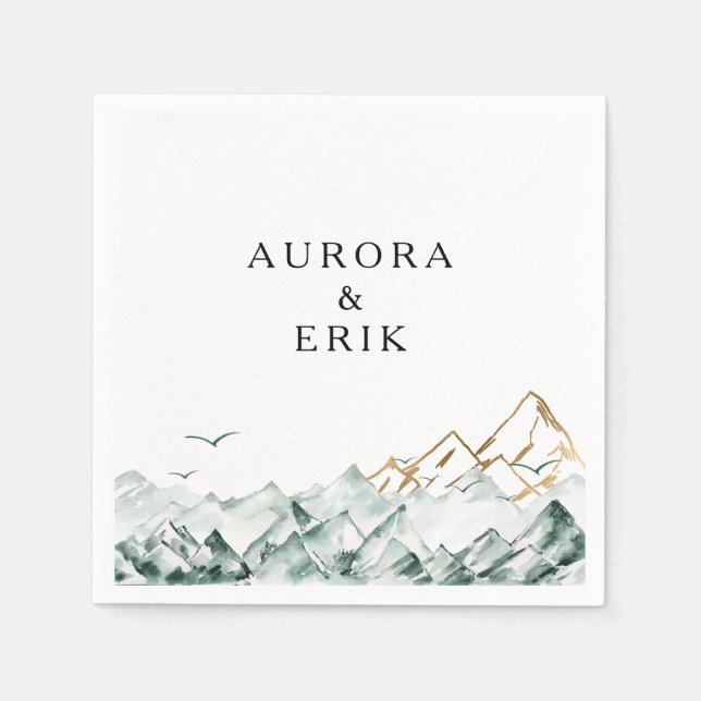 Grüne und goldene Hochzeit von Napkins Serviette (Vorderseite)