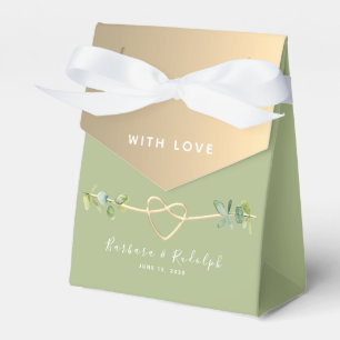 Grüne und goldene Hochzeitsgunstbox Geschenkschachtel