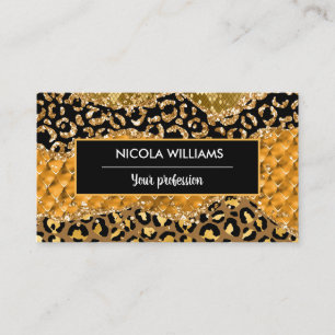 Grüne und goldene Jungle Safari Animal Print Agate Visitenkarte