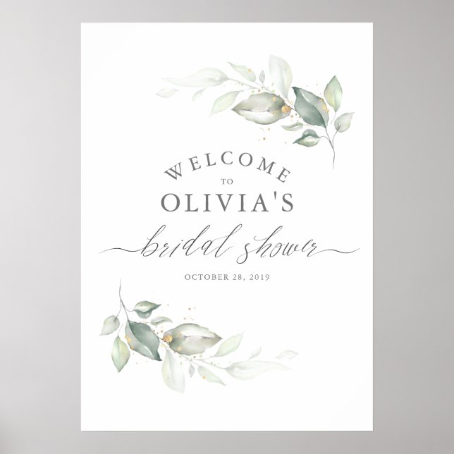 Grüne und Goldene Kleider Elegantes Brautparty Poster (Vorne)