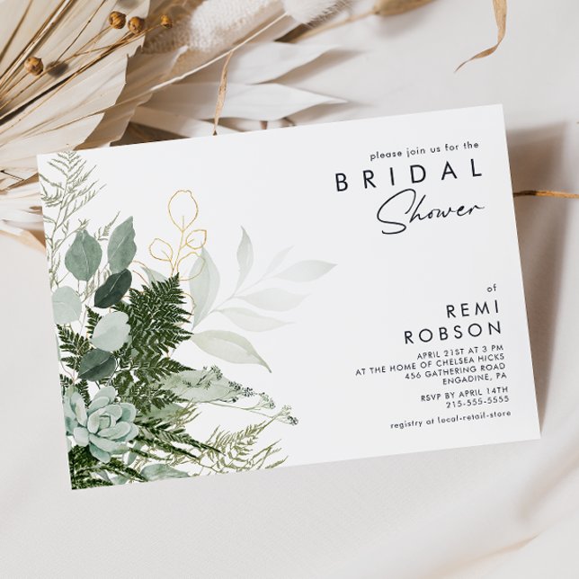 Grüne und goldene Leaf Bridal Dusche Einladung (Von Creator hochgeladen)