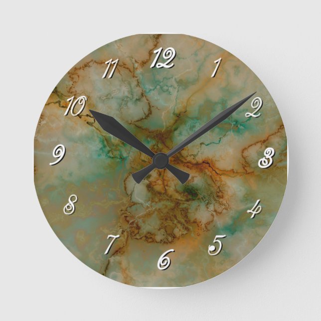 Grüne und goldene Marmor Runde Wanduhr (Vorderseite)
