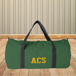 Grüne und goldene Schulfarben und -buchstaben Duffle Bag