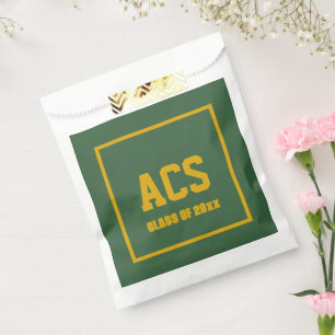 Grüne und goldene Schulfarben und -buchstaben Geschenktütchen