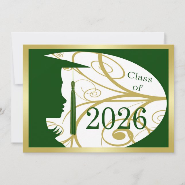 Grüne und goldene Silhouette 2026 Karte (Vorderseite)