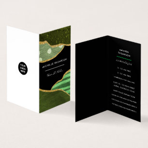 Grüne und goldene Stoffe Visitenkarten