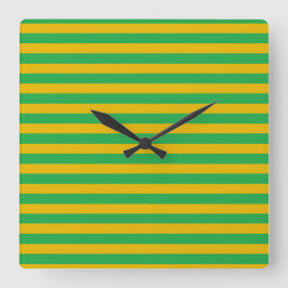 Grüne und goldene Streifen Quadratische Wanduhr