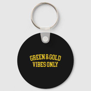 Grüne und goldene Vibes nur High School Football T Schlüsselanhänger