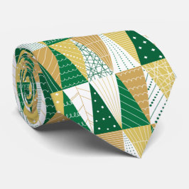 Grüne und goldene Weihnachtsbäume Krawatte