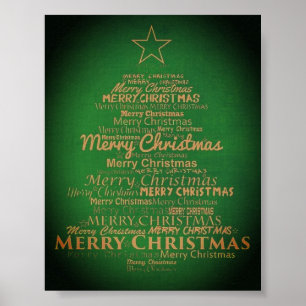 Grüne und goldene Weihnachtsbaume Poster
