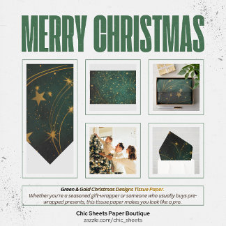 Grüne und goldene Weihnachtsdesigns Seidenpapier