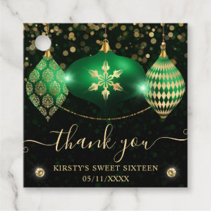 Grüne und goldene Weihnachtskugeln Sweet Sixteen Geschenkanhänger