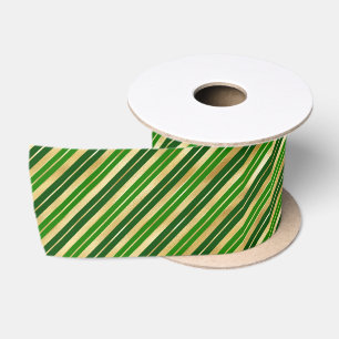 Grüne und goldene Weihnachtsstreifen Satinband