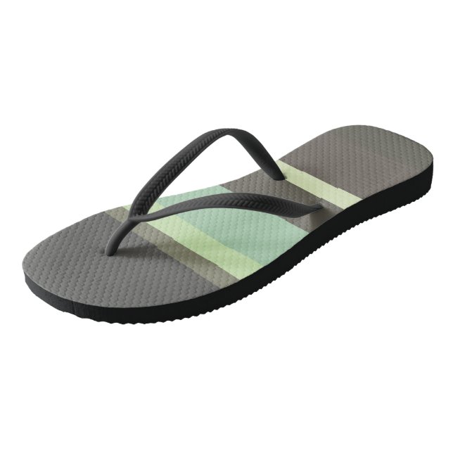 grüne und graue Abstrakte Streifen Flip Flops (Schrägansicht)