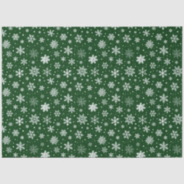 Grüne und große weiße Schneeflocken Seidenpapier