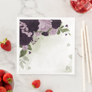 Grüne und helle violette Blumen Serviette