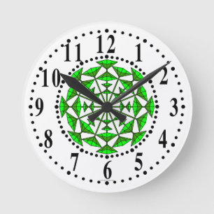 Grüne und hellgrüne Blumen 151 Wanduhr
