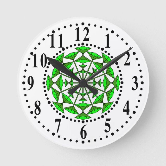 Grüne und hellgrüne Blüte 151 Wandleuchte Runde Wanduhr (Vorderseite)